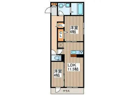 プリズム(2LDK/1階)の間取り写真