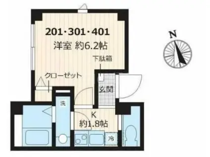 メゾン・ドゥ・ソレイユ(1K/3階)の間取り写真