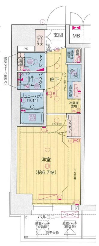 プレサンス海老江ジャルダン(1K/9階)の間取り写真