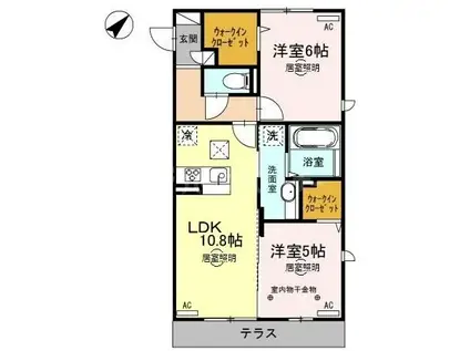 ロイジェントパークレイクタウンO(2LDK/1階)の間取り写真