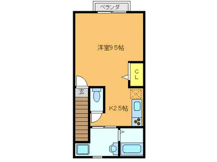 エミネンス南里(ワンルーム/2階)の間取り写真