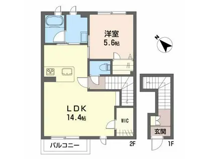 シャーメゾン レフィアント(1LDK/2階)の間取り写真