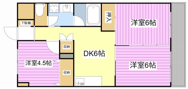 グランドパレス北安東(3DK/1階)の間取り写真