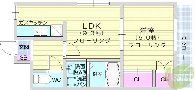 サニープレイスⅢ(1LDK/1階)の間取り写真