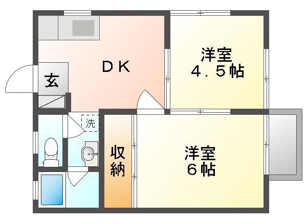 コーポモザン105(2DK/1階)の間取り写真