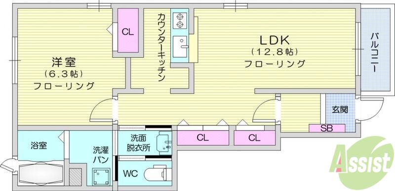 ウェーブ・スクエアⅠ(1LDK/1階)の間取り写真