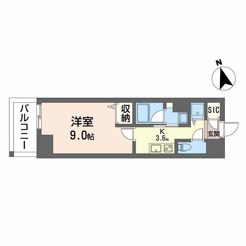 サンエール南堀江(1K/4階)の間取り写真