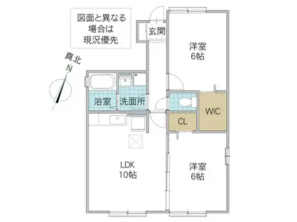 ワイズガーデンA(2LDK/1階)の間取り写真