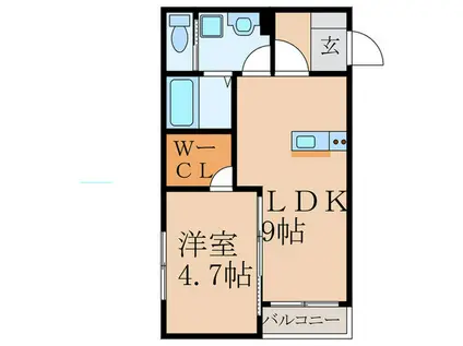 BRAVE BASEキャバリアI(1LDK/1階)の間取り写真