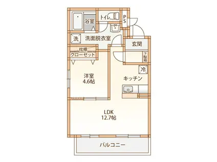 門前IRODORI -彩-(1LDK/2階)の間取り写真