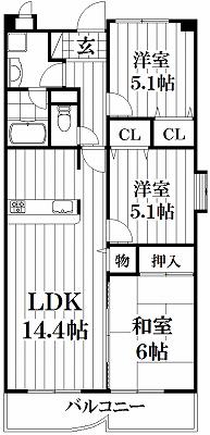 ミカド21(3LDK/2階)の間取り写真