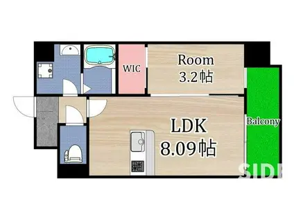 ALIVIS都島通(1LDK/4階)の間取り写真