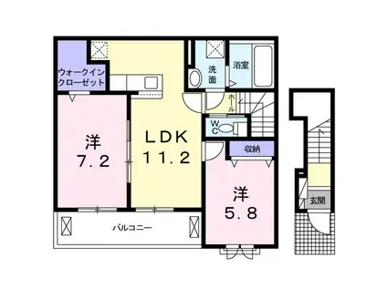 ベルオーブXIII(2LDK/2階)の間取り写真