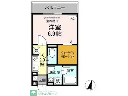 アイウェル湘南台(1K/3階)の間取り写真