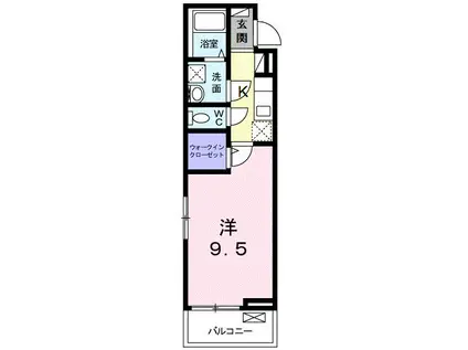 ヒルサイドハウスIII(1K/2階)の間取り写真