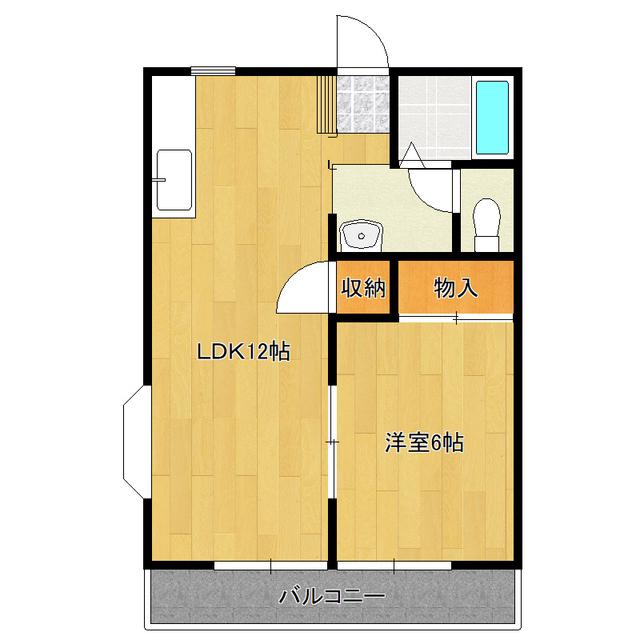 千波ハイツA棟(2DK/2階)の間取り写真