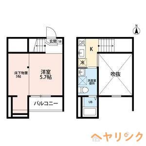 イーストヴィレッジ(ワンルーム/2階)の間取り写真