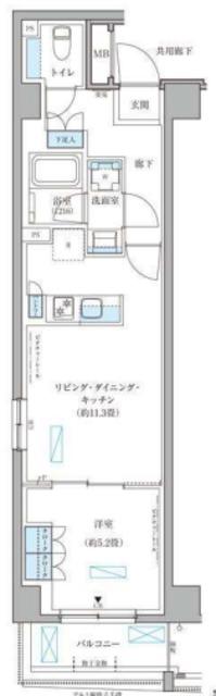 パークアクシス文京本郷(1LDK/4階)の間取り写真