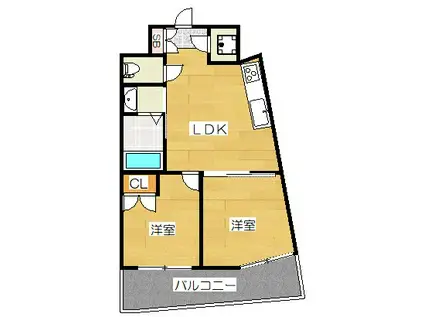 CLUB ORIENT NO.103(2DK/14階)の間取り写真