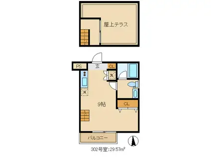 CIELO AZUL(ワンルーム/3階)の間取り写真