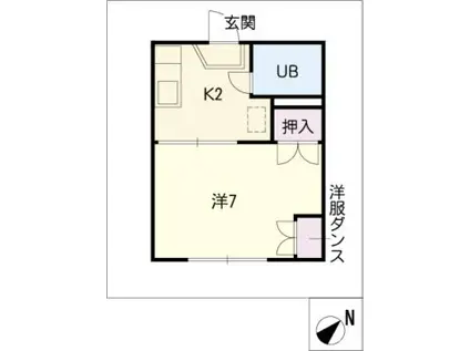 ユースフラッツ(1K/1階)の間取り写真