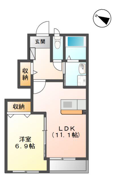 パープル(1LDK/1階)の間取り写真