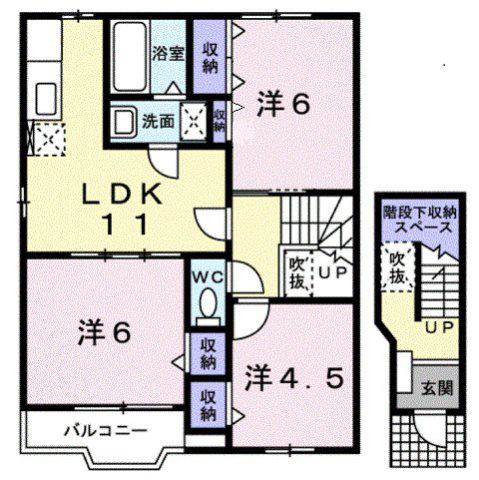 リベラシオン福永A(3LDK/2階)の間取り写真