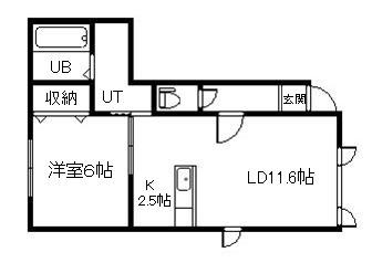ボックス南D館(1LDK/1階)の間取り写真