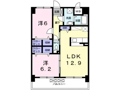 グレイス花見が丘(2LDK/5階)の間取り写真