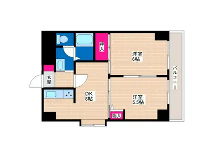 ファーストタウン・パートV(2DK/8階)の間取り写真