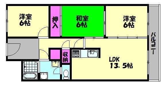 ラームズプラザ(3LDK/4階)の間取り写真