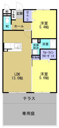 フェリシア(2LDK/1階)の間取り写真