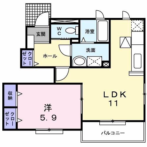ファミーユアン(1LDK/1階)の間取り写真