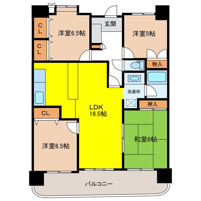 テラスノバ鵜沼(4LDK/13階)の間取り写真