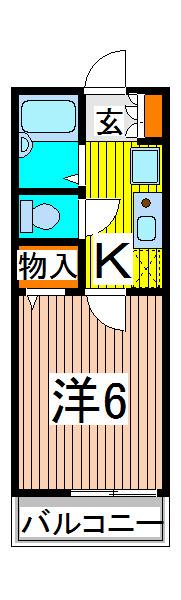 グリーンパーク(1K/2階)の間取り写真