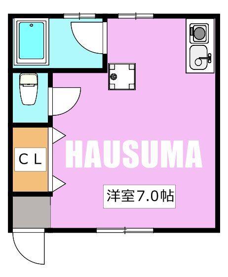 秀栄荘(ワンルーム/2階)の間取り写真
