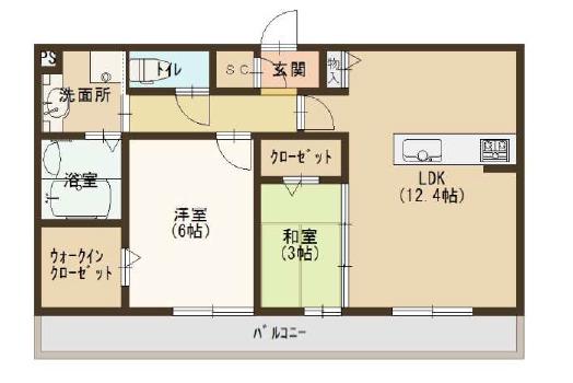 ムーラン ア ヴァン C棟(2LDK/3階)の間取り写真