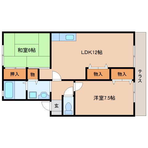 ラークハイムII(2LDK/1階)の間取り写真