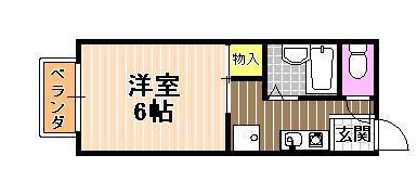 リバーヒル喜志(1K/2階)の間取り写真
