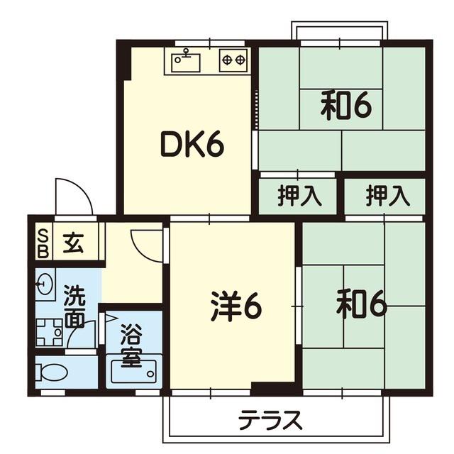 セジュール室(3DK/1階)の間取り写真