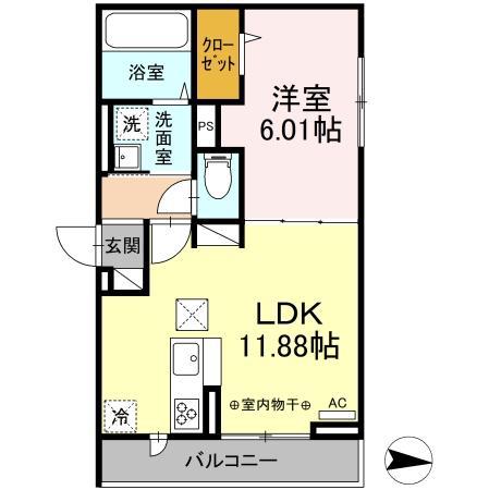 PARK VINA II(1LDK/2階)の間取り写真