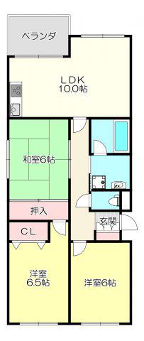 ヴェナビスタ石切(3LDK/2階)の間取り写真
