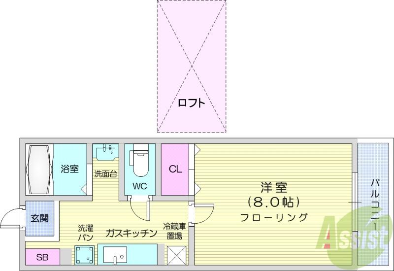 ソレイユパルク7番館(1K/2階)の間取り写真