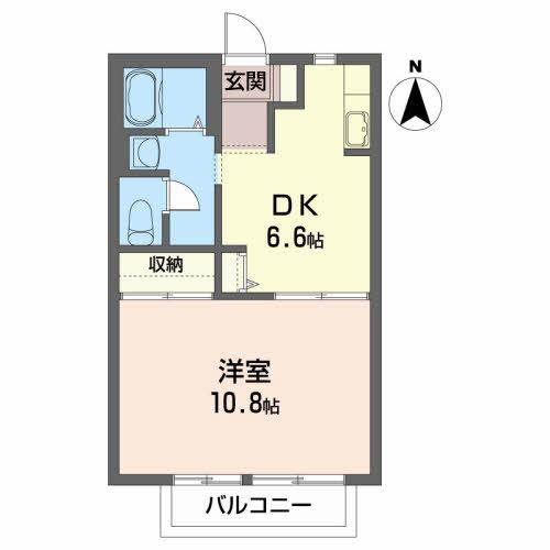 YKハイツ(1DK/2階)の間取り写真