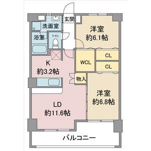 ホワイトホフマン(2LDK/6階)の間取り写真