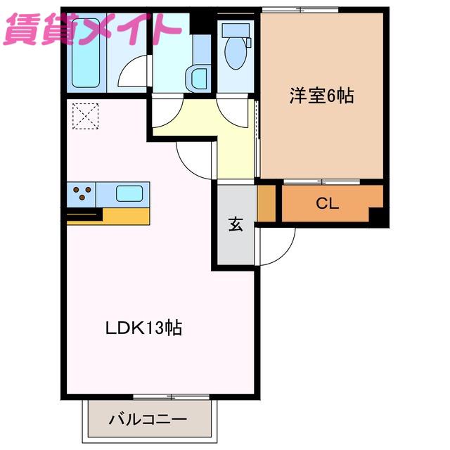 パルミエ III(1LDK/2階)の間取り写真