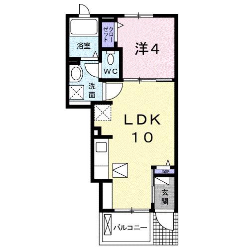 グランツ つつじが丘(1LDK/1階)の間取り写真