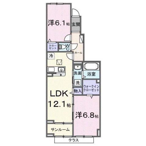 メゾン・リュエルアルファ(2LDK/1階)の間取り写真