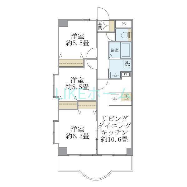 西船橋スクエアガーデン(3LDK/4階)の間取り写真