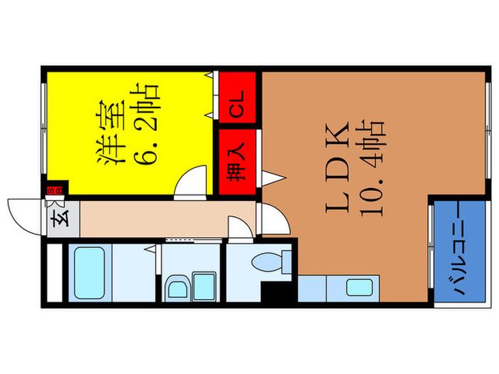 ロイヤルクィーンズパーク上新庄(1LDK/3階)の間取り写真